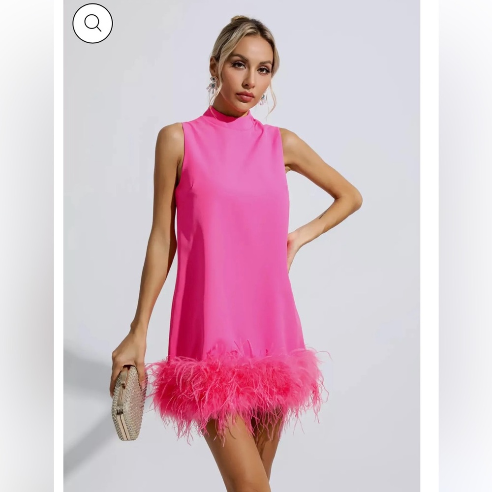 Hope Pink Feather Mini Dress